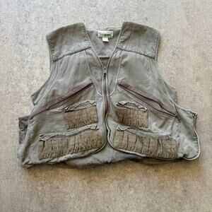 Men's Vintage 90's Texsport Fieldwear Brown Gray Zip Up Hunting Utility Vest XL